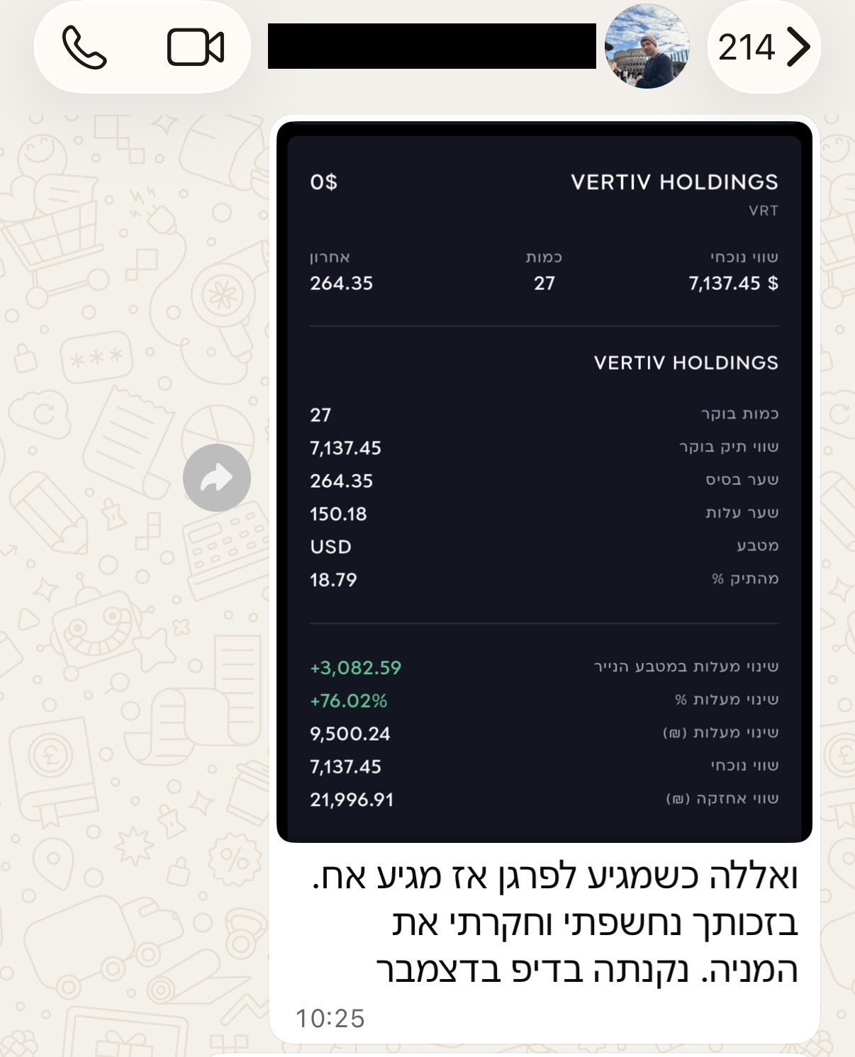 צילום מסך של חבר בקהילה 18
