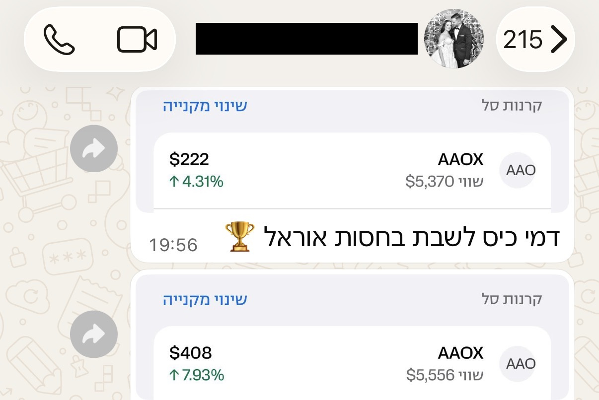 צילום מסך של חבר בקהילה 45